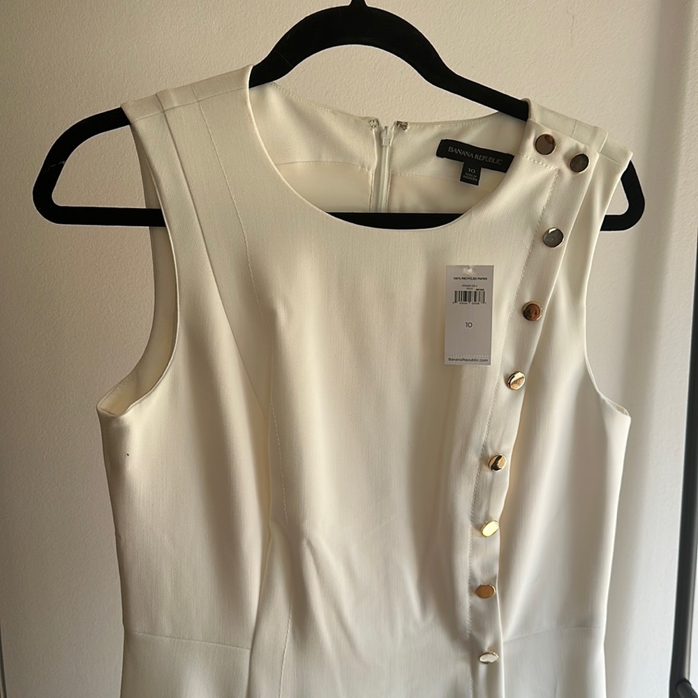 NWT! Banana republic size 10 sleeveless crêpe, midi dress cream